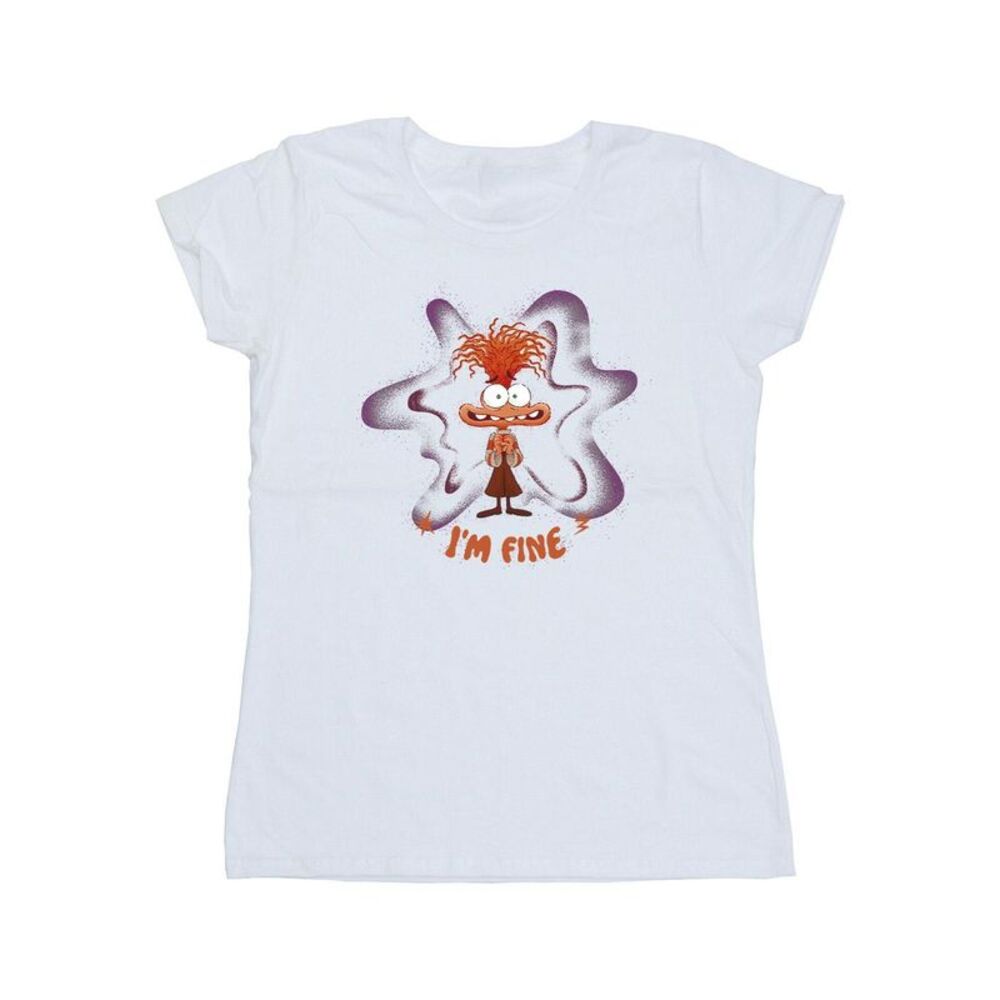 Inside Out 2 Womens/Ladies I�'m Fine Cotton T-Shirt / White